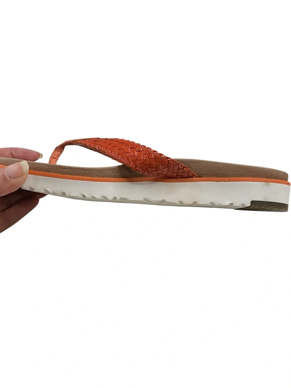 UGG Lorrie Women's Orange Braided Leather Thong Sandals Size 7